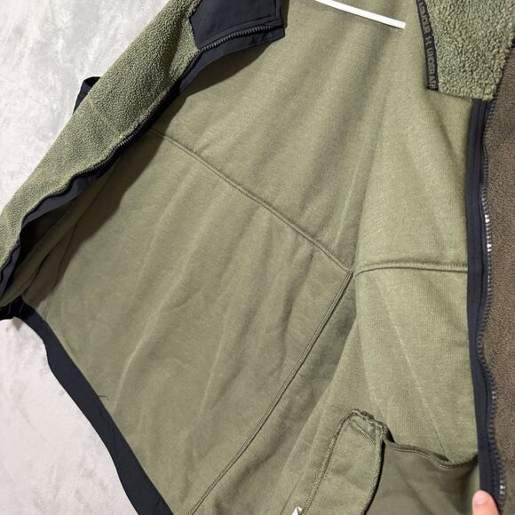 Under Armour Vest Men XL Green Mission Boucle Fleece Full Zip Loose Windbreaker - Picture 9 of 11